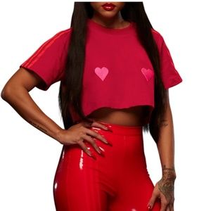 Adidas x Beyonce Ivy Park Red cropped t-shirt